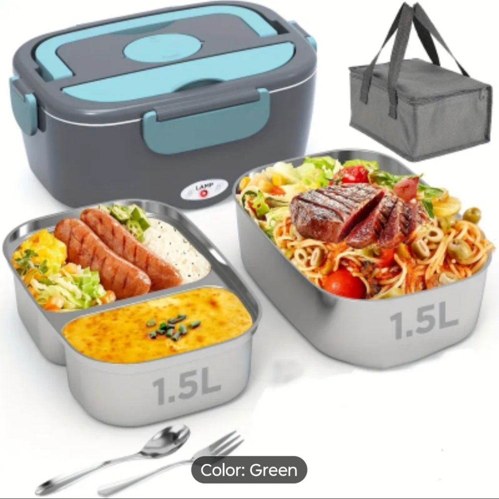 Electric Lunch Box with Insulated Bag - Green